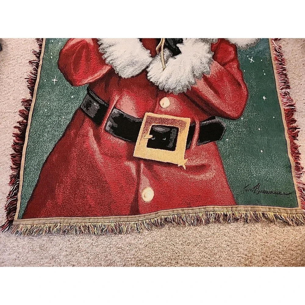 Browning Special Delivery Santa Toys Sparkle Tapestry Woven‎ Throw Afghan USA